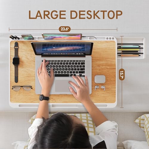 MONOMI Height & Angle Adjustable Laptop Stand for Bed with Storage Drawer N5345