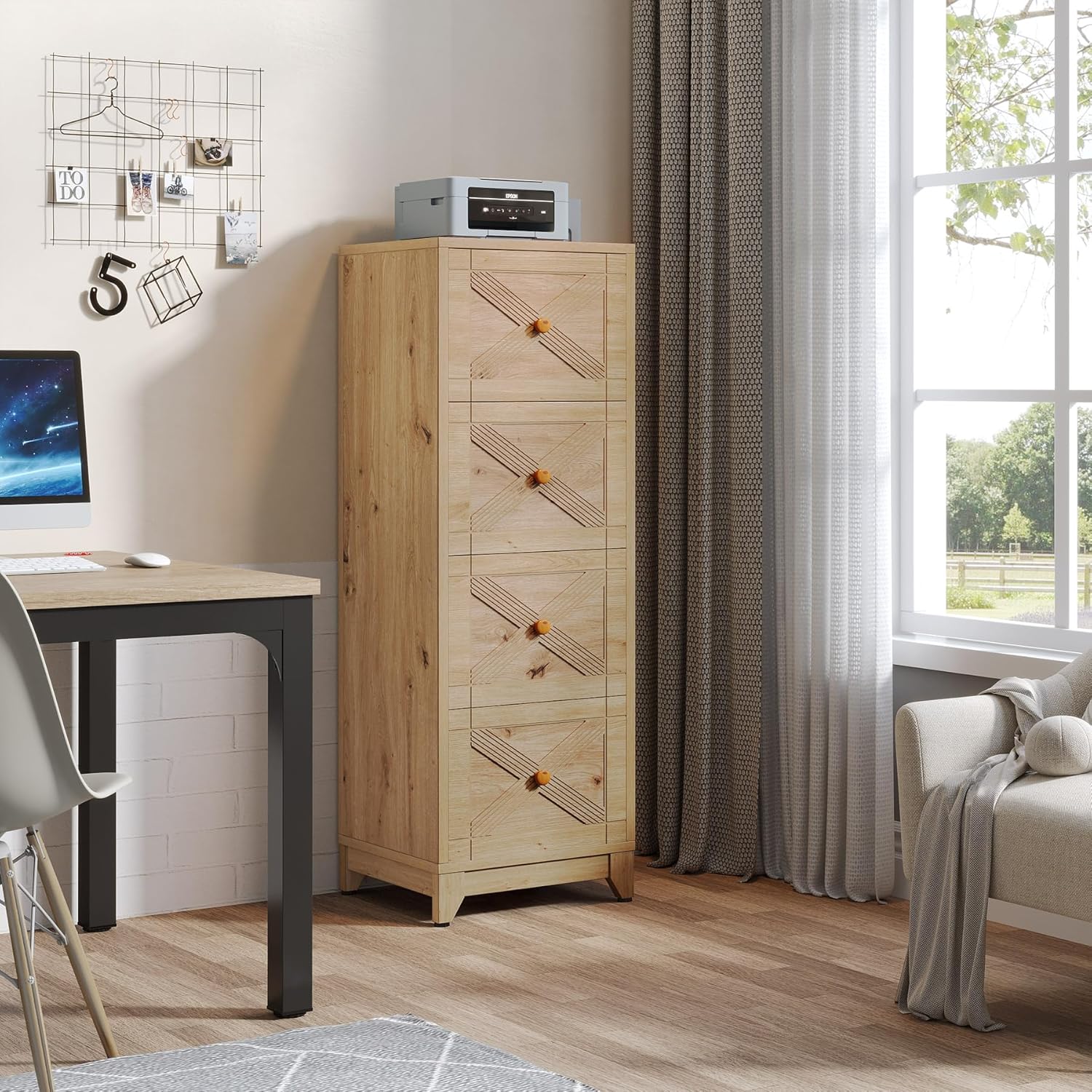Tribesigns 4-Drawer File Cabinet for Letter Size, Wood Office Storage O1963