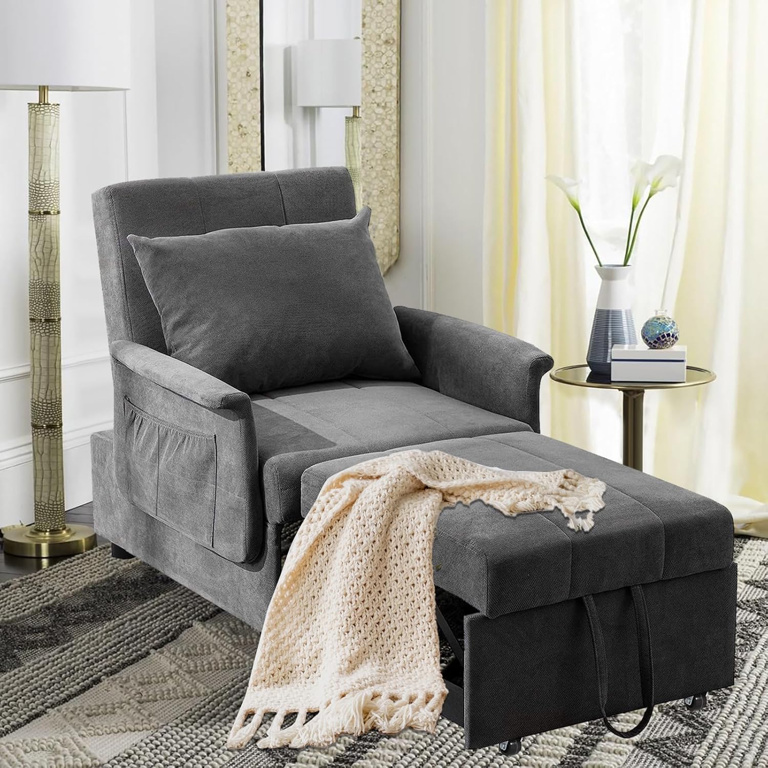 BINGTOO 3 in 1 Folding Sofa Bed Chair with Ottoman Q4673