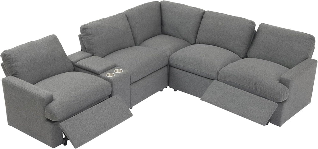Merax 104'' L-shaped Power Recliner Sofa with Storage, Dark Grey T635868