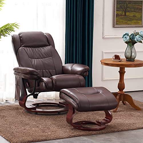 MCombo Swivel Recliner with Ottoman, Vibration Massage, Faux Leather, Grey X461672