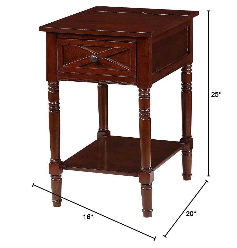 Convenience Concepts Country Oxford End Table with Charging Station, Espresso Z642