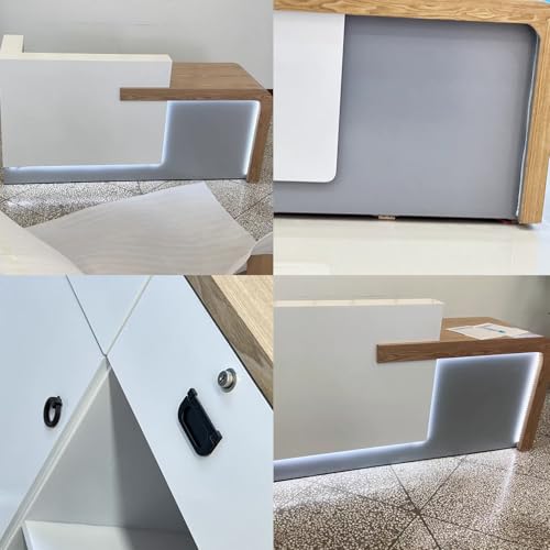 Reception Desk with Counter, Lockable Drawer & Door Cabinet, 120cm R558055