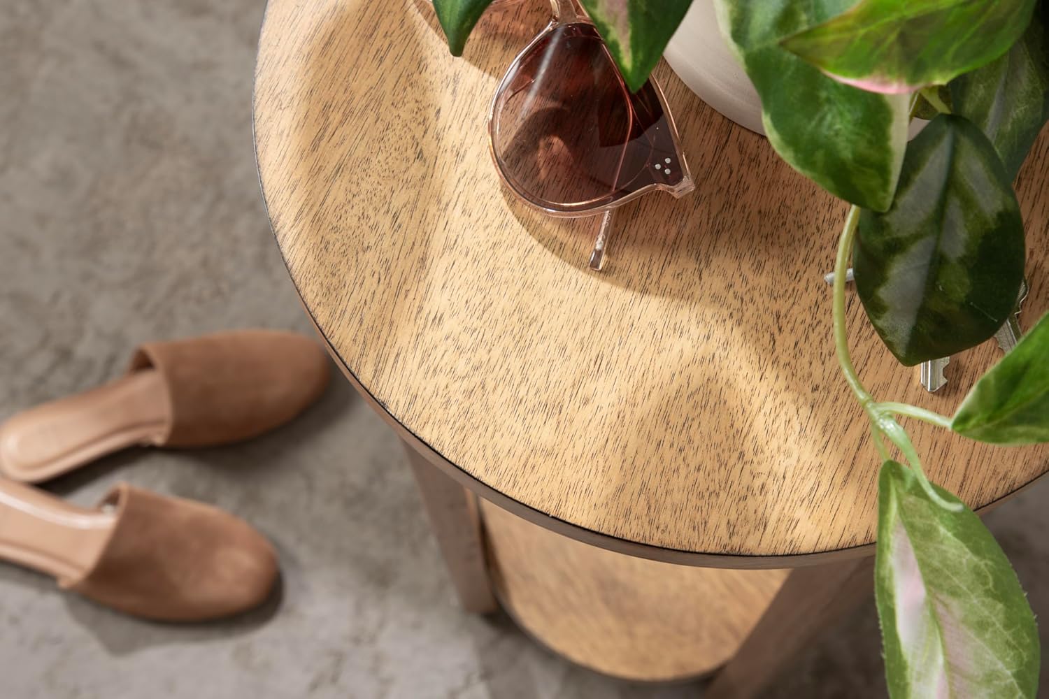 Kate and Laurel Foxford Two-Tier Circle Plant Stand, 12x12x30, Natural F758083