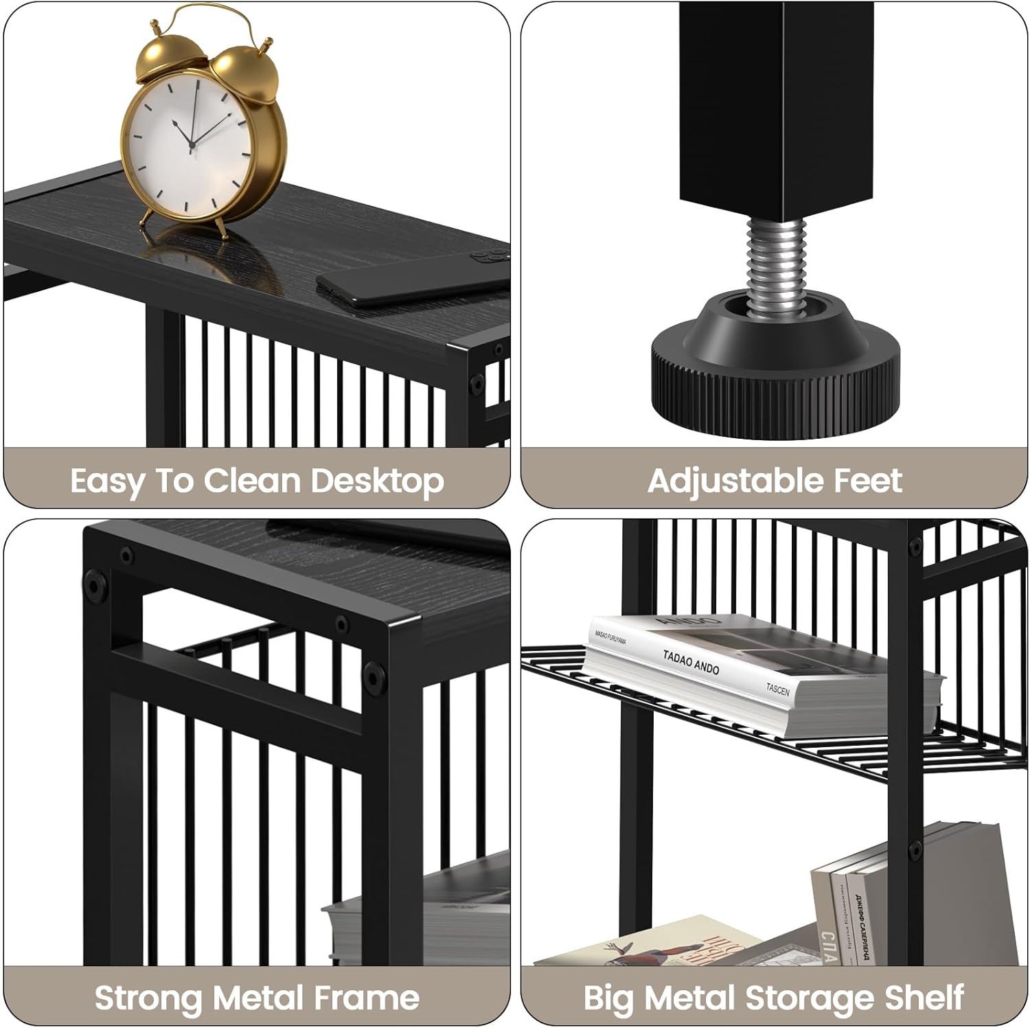 3-Tier Narrow Side Table with Magazine Holder, Set of 2 Bar Stools with Footrest W995575