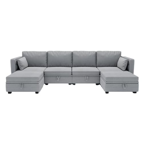Modular U Shaped Sectional Sofa with Storage, Navy Z7285