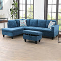 Couch, Sofa, Sectional Sofa, 3-Piece 4 Seat L Shaped Couch with Chaise and Storage Ottoman, Modern Fabric Couches for Living Room, Apartment, Office F09915A (Red)
