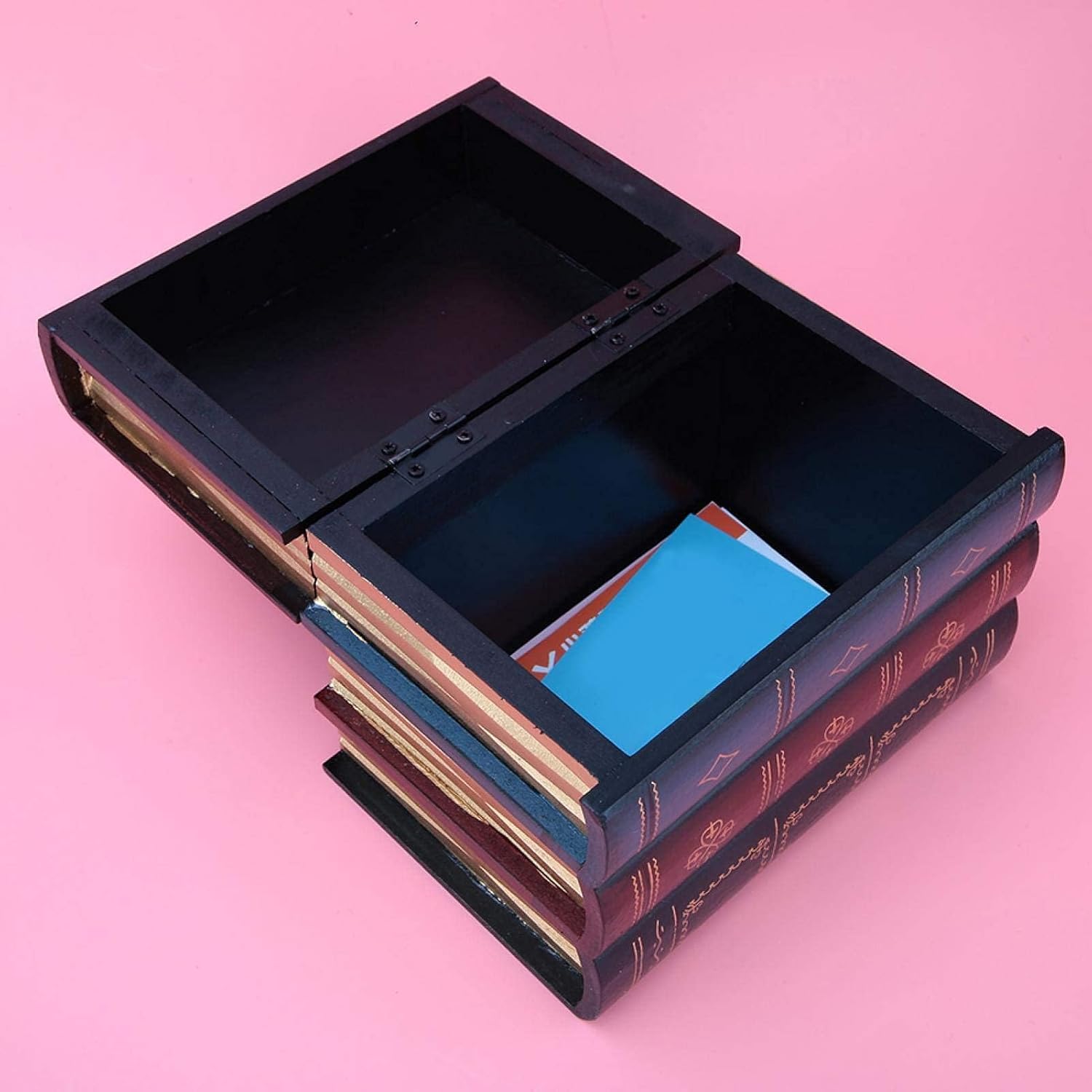 Fake Books Wooden Storage Box Hidden Storage Decorative Antique Books M7384