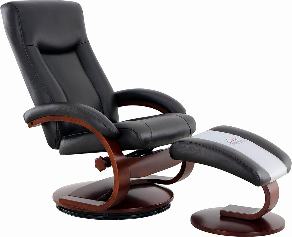 Hamilton Recliner and Ottoman in Black Top Grain Leather Y917