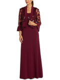 R&M Richards Womens Petites Lace 2PC Evening Dress