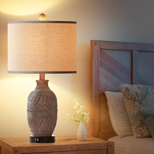 3-Way Dimmable Touch Control Table Lamps Set of 2 with USB Ports and AC Outlet K9743
