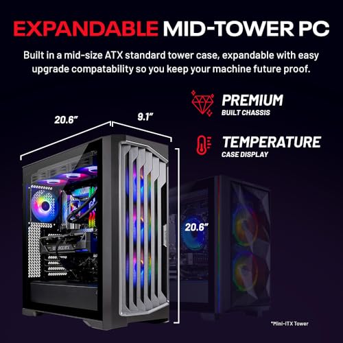 Skytech Shadow 3.0 Gaming PC Desktop, Intel Core i7, RTX 2060, 16GB RAM, 1TB SSD V578