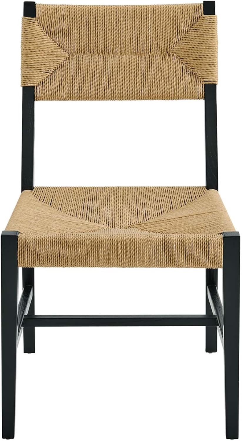Ergode Dining Side Chair - Farmhouse Style, Woven Paper Rope, Elm Wood Frame I98066