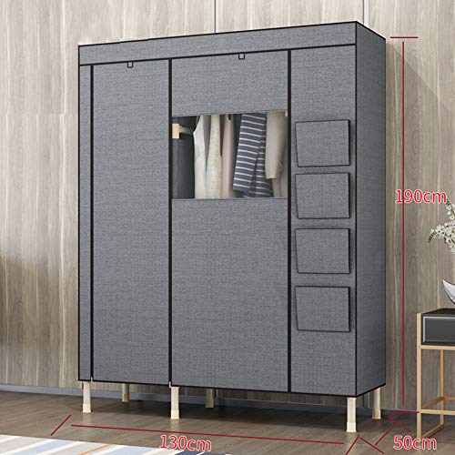 Portable Clothes Closet Wardrobe with Non-Woven Fabric and Zipper, 130x50x190cm P598