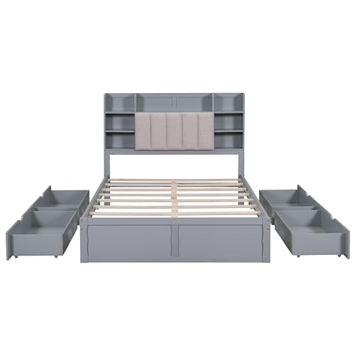 NicBex Murphy Bed Cabinet Wall Bed Queen Size with Shelves, Drawers and USB Ports, White J4083