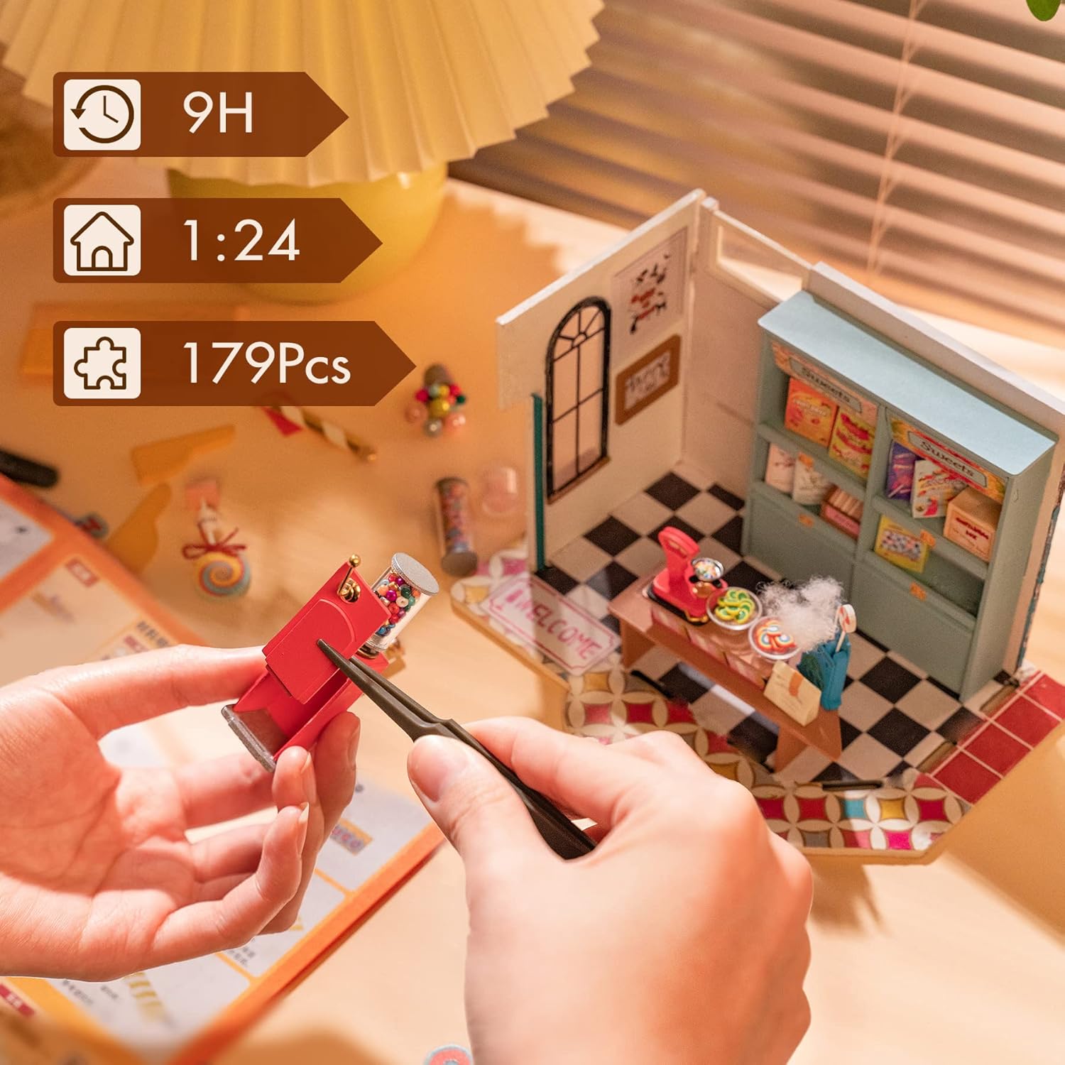 Rolife Dollhouse DIY Miniature Kit 1/24 Scale Candy House with LED A6001