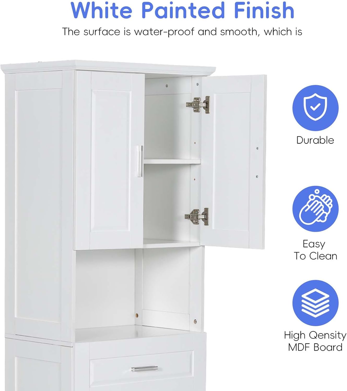 Tilt Out Laundry Hamper Cabinet with 2 Doors and Adjustable Shelf L542579