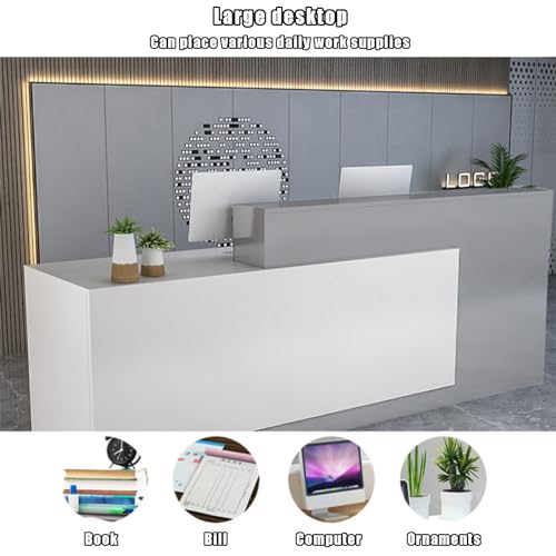 Reception Counter Desk with Lockable Drawers, Modern Retail Counter, 160x60x100cm U333125