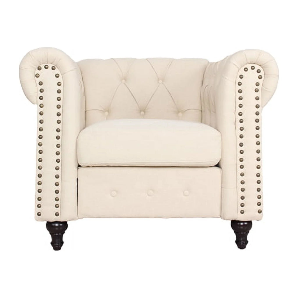 Home Square 3 Piece Living Room Set with Loveseat and Two Accent Chairs in Cream M6070