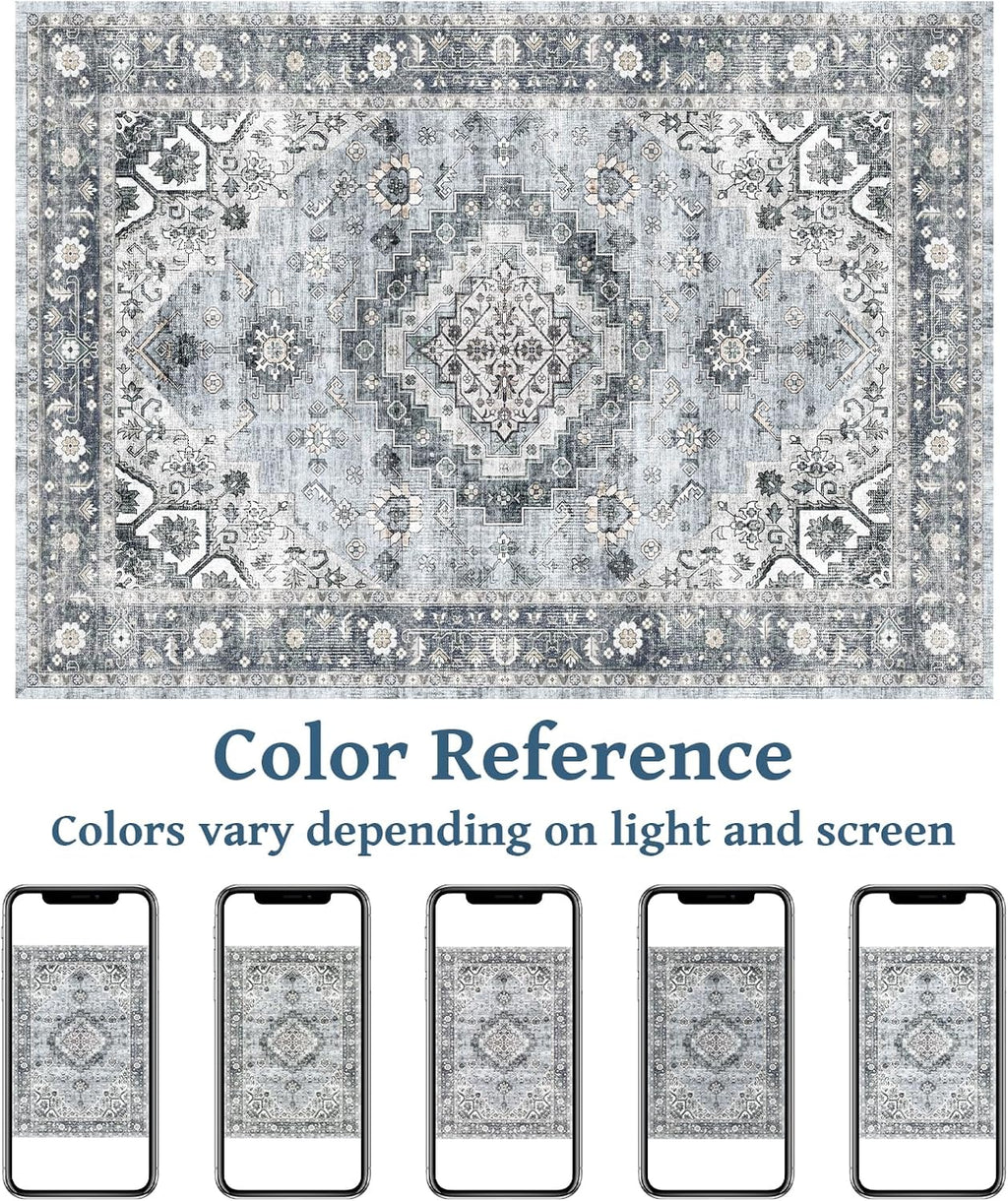 5x7 Machine Washable Non-Slip Area Rug S5756