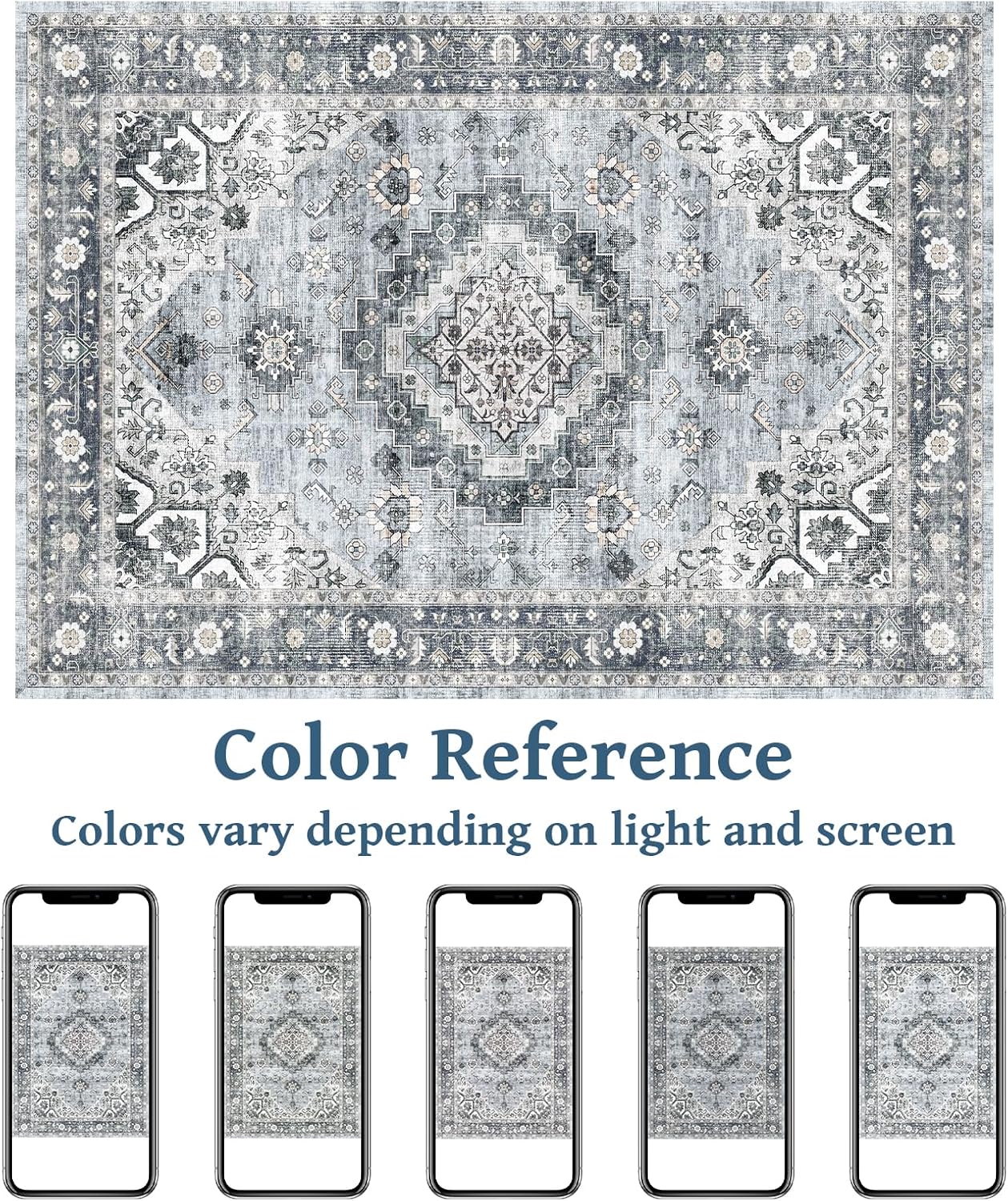 5x7 Machine Washable Non-Slip Area Rug S5756
