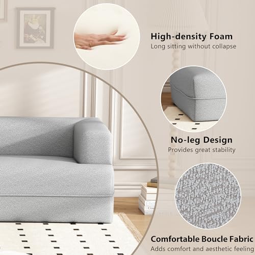 HomSof Curved Chaise Lounge Sofa for Living Room, Grey Z260