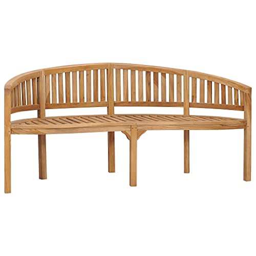 Banana Bench 70.9" Solid Teak Wood,Stylish BananaShaped Teak Wood Bench for Garden, Patio or Living Room Patio Seating Furniture