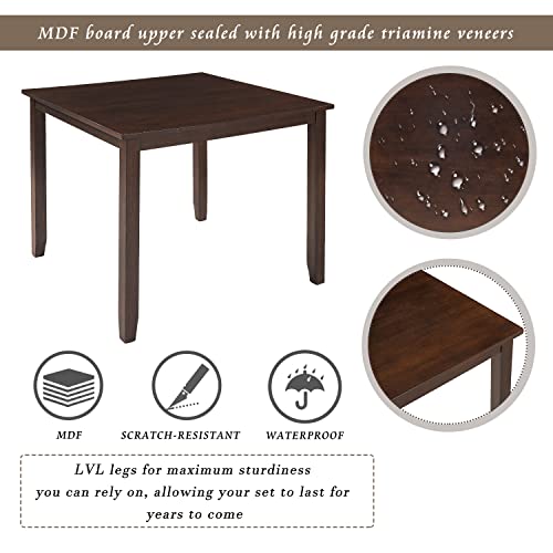 Merax 5-Piece Dining Table Set with 4 Upholstered Chairs, Espresso R31163