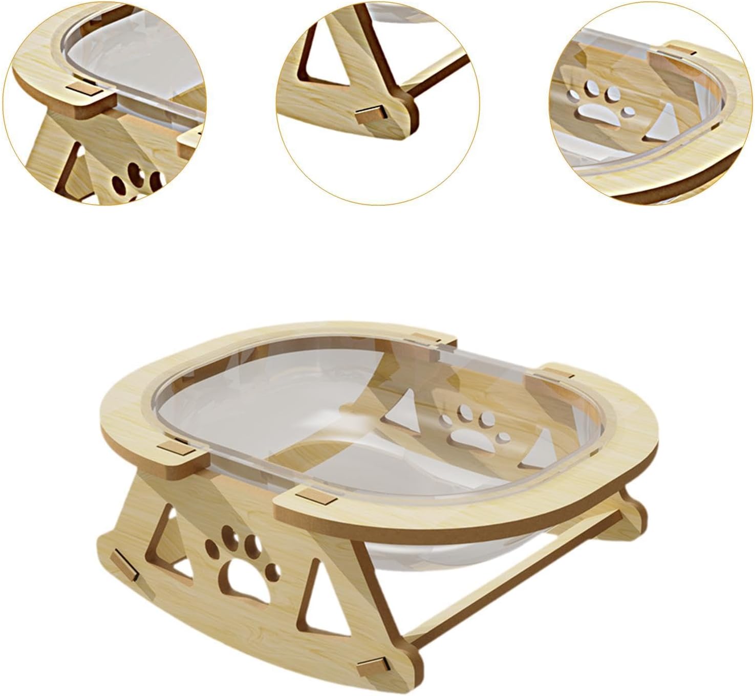Space Capsule Cat Bed Condo Solid Wood Stand, Beige T33392