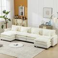 154" Oversized Modern U Shaped Sectional Sofa with Convertible Chaise, Velvet Fabric Comfy Cloud Couch Deep Sectional Sofa with Ottomans for Living Room (Grey, U-Shaped)