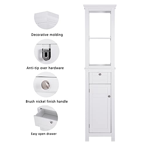 Spirich Home Bathroom Freestanding Storage Cabinet with Two Tier Shelves, White Q83842