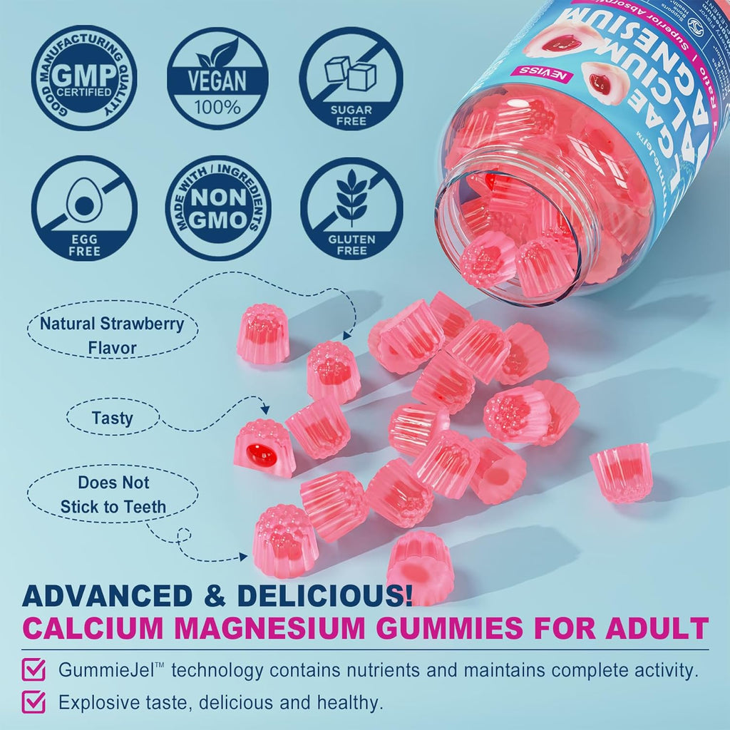 Calcium Supplement Gummy with Algae Calcium, Magnesium, Zinc, D3 & B12 W7916