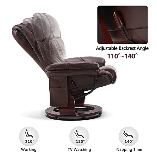 MCombo Swivel Recliner with Ottoman, Vibration Massage, Faux Leather, Grey X461672