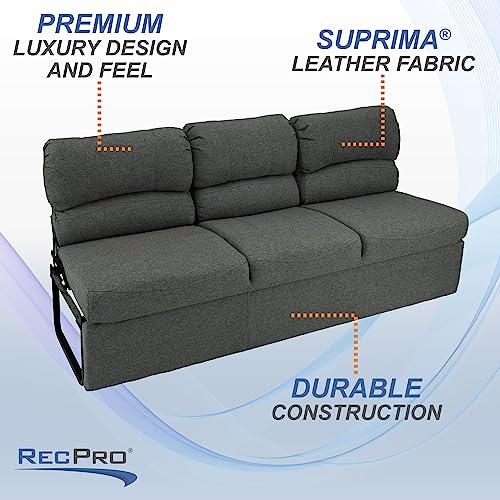RecPro 72" RV Jackknife Sleeper Sofa with Drop-Down Console, Cloth Fabric Q782490