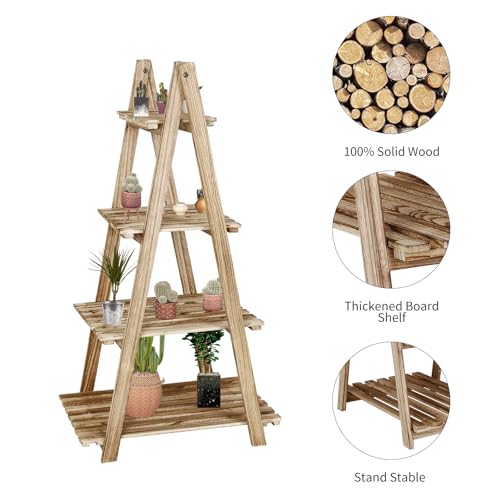 4-Tier Wood Ladder Shelf for Living Room, Home Office I3917