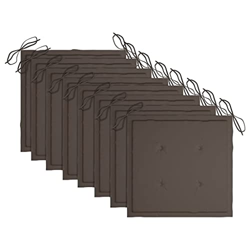 Teak Folding Patio Chairs with Taupe Cushions, 8 pcs P630887