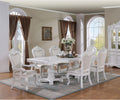 Furniture of America Adair Traditional Solid Wood 7-Piece Dining Set with Double Pedestal Expandable Table and 6 Leather Padded Side Chairs for Home, Kitchen, Living Room, White