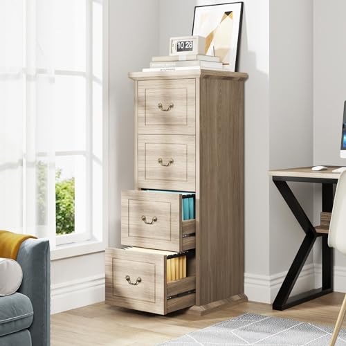 Tribesigns 4-Drawer Vertical File Cabinet for Home Office, Walnut V4891