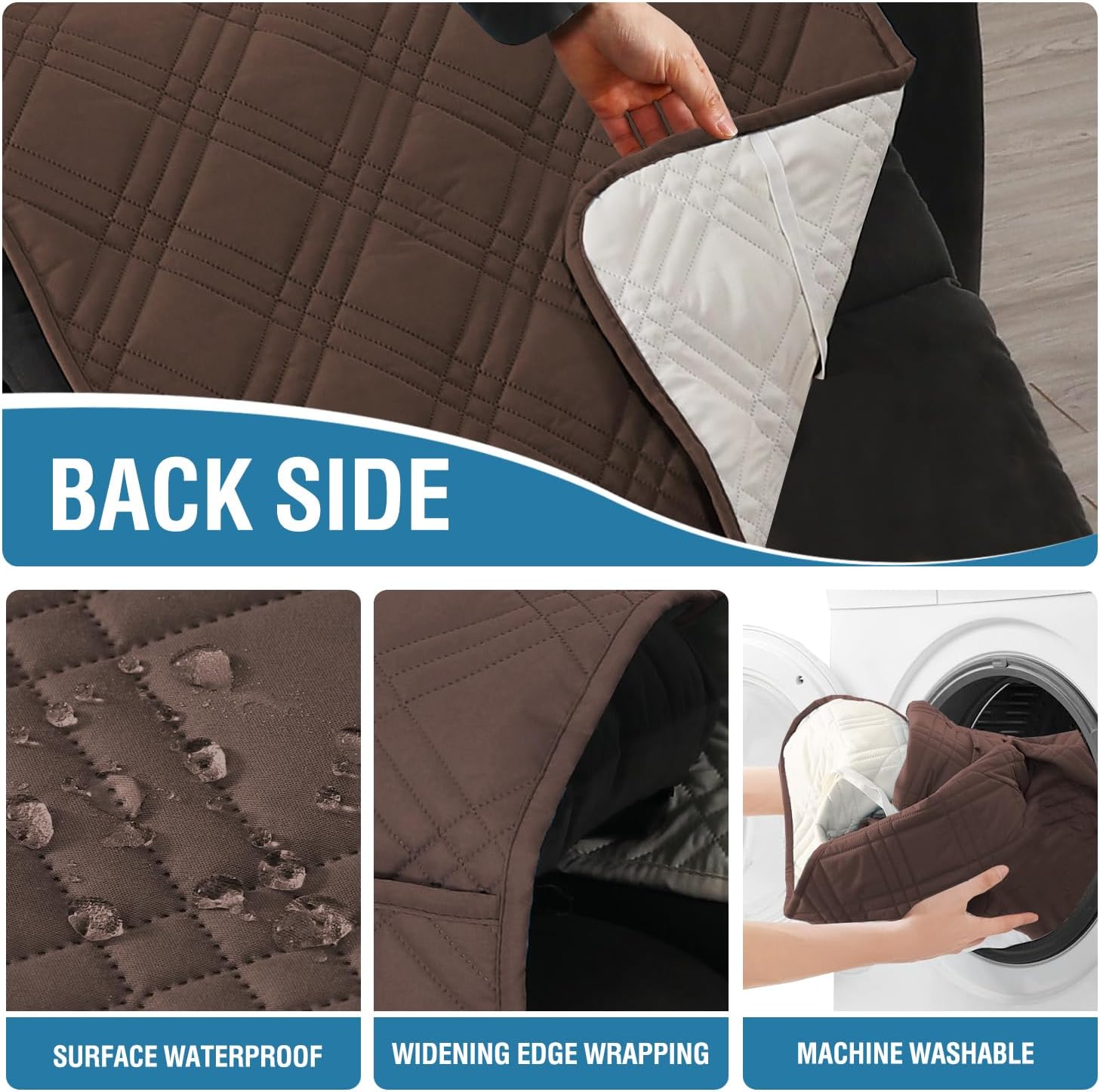 H.VERSAILTEX Waterproof Reversible Recliner Cover for Large Recliner, Brown/Beige Y117