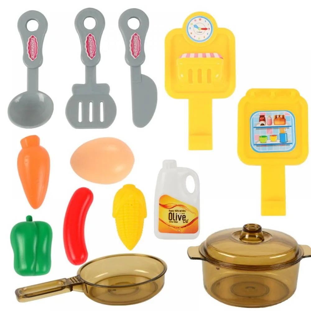 Kids Kitchen Pretend Play Cooking Set with Play Food and Utensils E2172