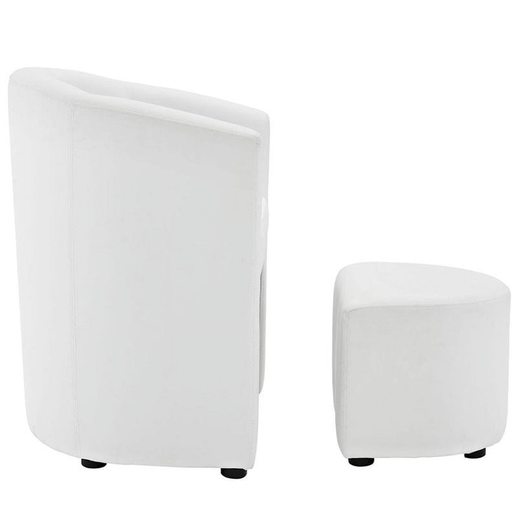 Home Square 2 Piece Faux Leather Accent Chair Set with Ottoman White Z72376