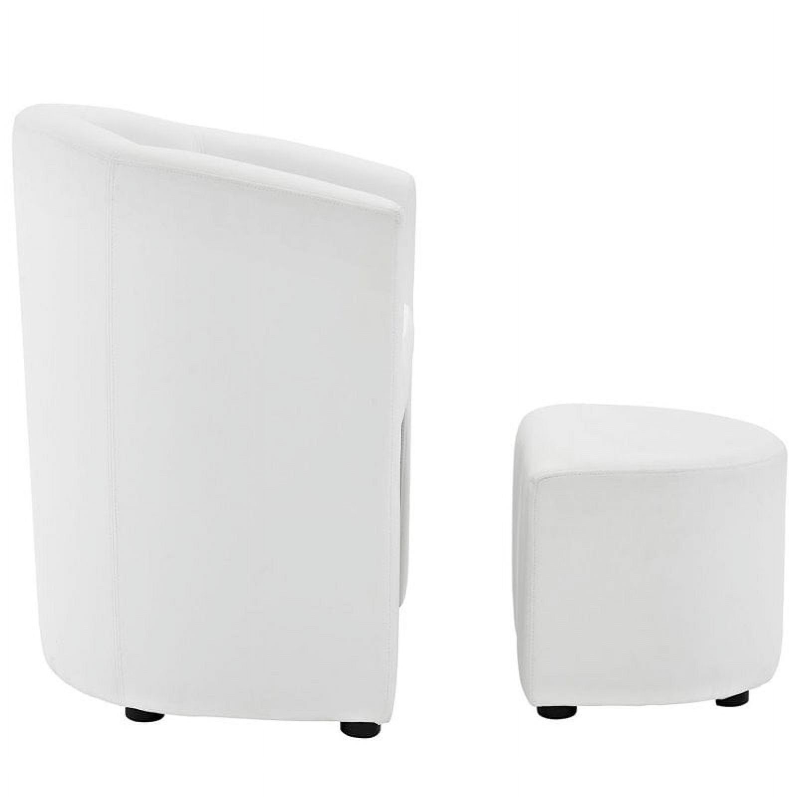 Home Square 2 Piece Faux Leather Accent Chair Set with Ottoman White Z72376