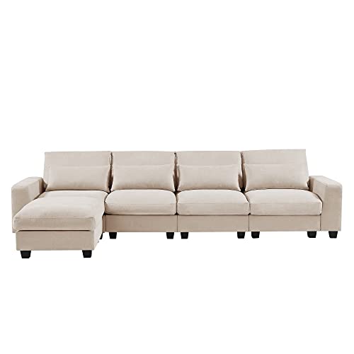 Modern L-Shape Feather Filled Sectional Sofa with Reversible Chaise Q57718