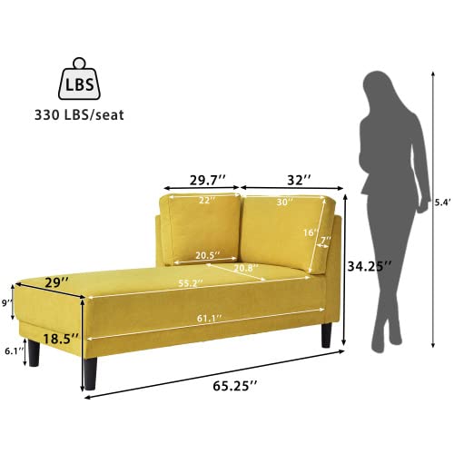 Mid-Century Modern Fabric Corner Lounge Chair, Yellow N877