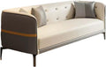 Sectional Sofa Couch Convertible L Shaped Couches with Solid Wooden Frame & Padded Cushions Chair with Durable Square Metal Legs (Vitality Orange+Ivory White, 56.69" L*25.98" W*25.2" H)