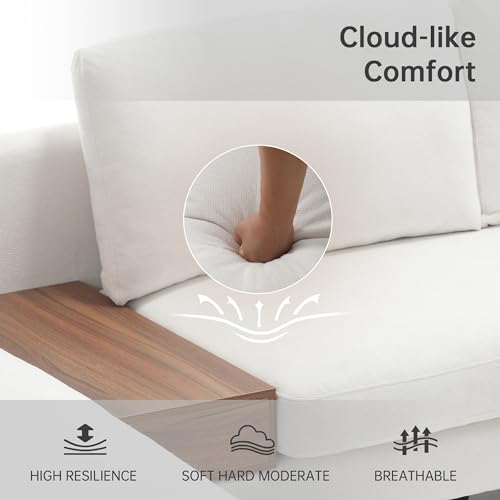 Modern Fort Modular Sofa with Reversible Chaise, Linen Fabric, Beige R892