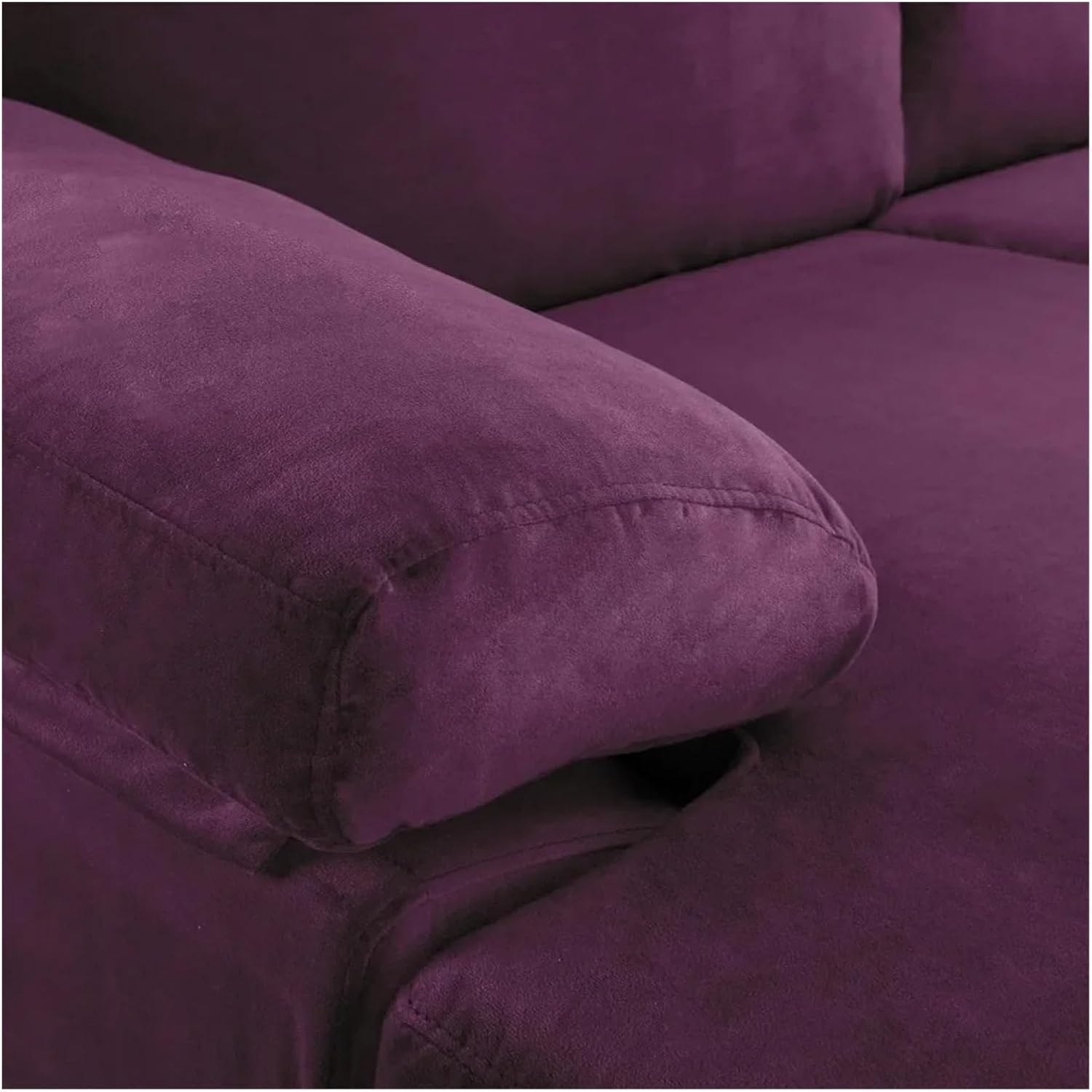 Modern Large Velvet L-Shape Sectional Sofa with Extra Wide Chaise Lounge, Purple A7998