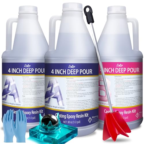 Deep Pour Epoxy Resin Kit - 240OZ Bubbles Free Epoxy Resin for 2-4" Pour Depths - 2:1 Crystal Clear Self-Leveling Casting Resin for River Tables, Flower Preservation, Resin Art, Wood Casting, Crafts