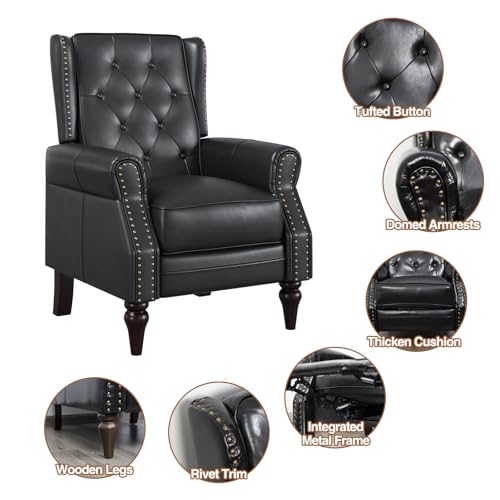 Lazy Boy Faux Leather Wingback Recliner Chair with Tufted Button, Matt Brown J953083