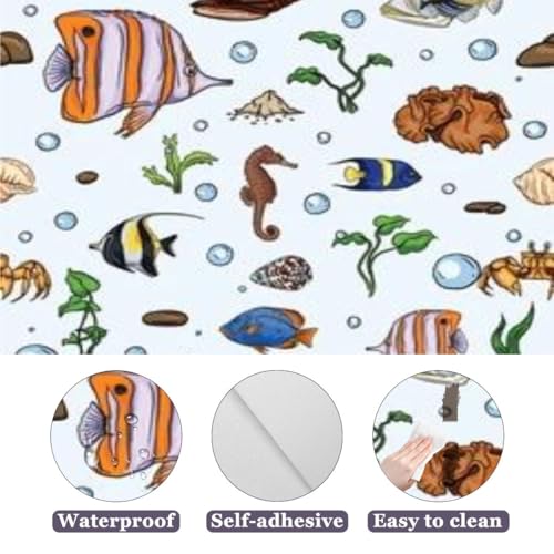Peel and Stick Wallpaper Underwater World Jellyfish Cartoon Wall Decor V201